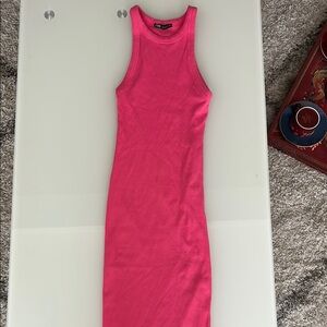Zara Pink Ribbed Bodycon Midi Dress
